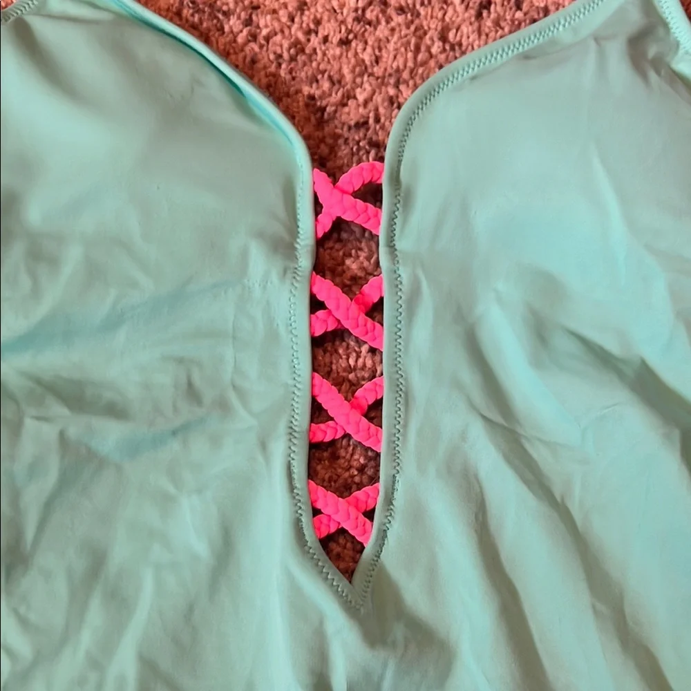 Victoria's Secret Aqua and Pink One Piece Swimsuit - Picture 2 of 5